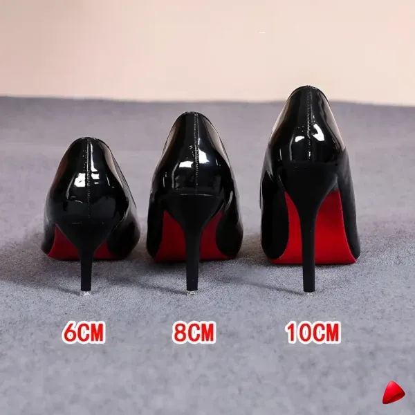 Escarpin Travesti Classique Cuir Verni Semelle Rouge Stiletto — galerie