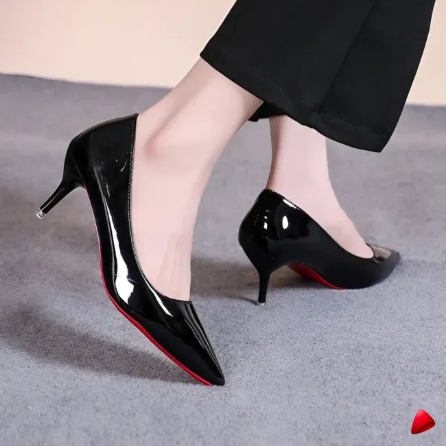 Escarpin Travesti Classique Cuir Verni Semelle Rouge Stiletto — galerie