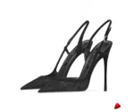 Escarpin Travesti Slingback Semelle Rouge Pointu Grande Pointure - galerie