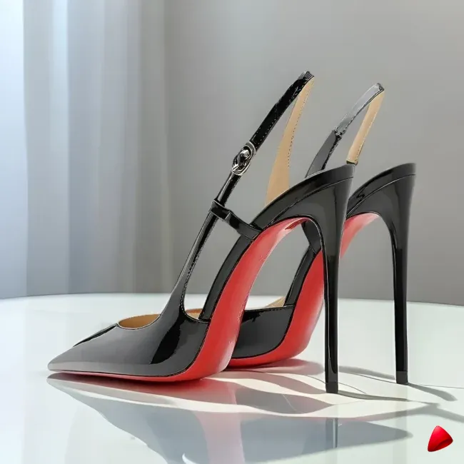 Escarpin Travesti Slingback Semelle Rouge Pointu Grande Pointure - galerie