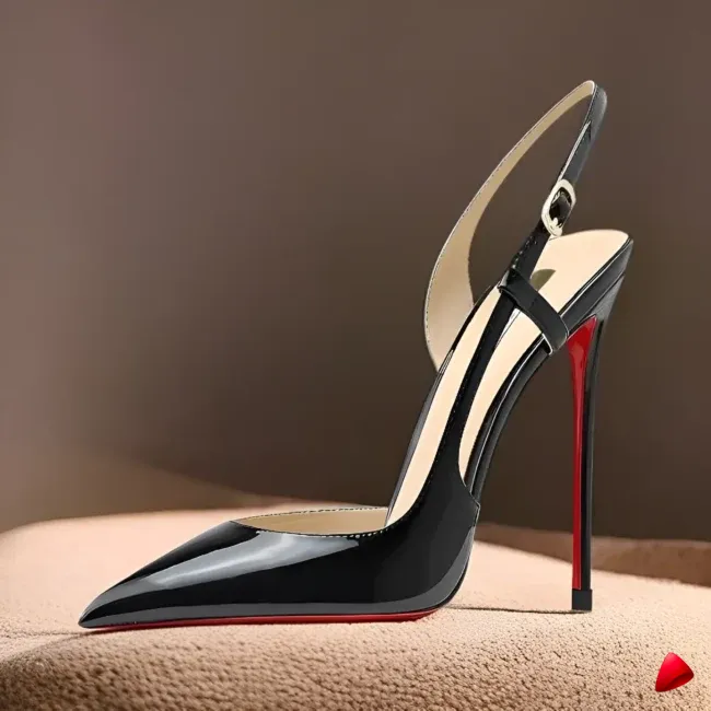Escarpin Travesti Slingback Semelle Rouge Pointu Grande Pointure - galerie