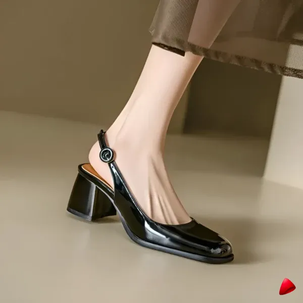 Escarpin Travesti Slingback Argent Vernis Talon Carre Grande Pointure - galerie