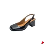 Escarpin Travesti Slingback Argent Vernis Talon Carre Grande Pointure - galerie