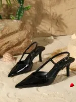 Escarpin Travesti Slingback Bout Pointu Kitten Heel Boucle — galerie