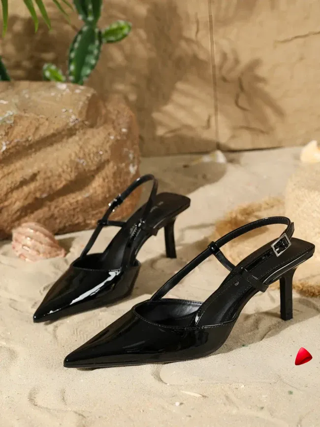 Escarpin Travesti Slingback Bout Pointu Kitten Heel Boucle — galerie