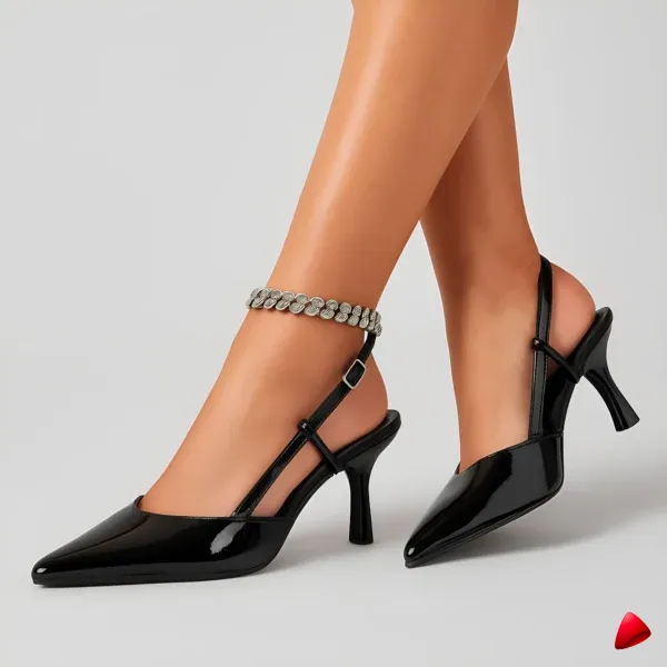 Escarpin Travesti Slingback Bout Pointu Kitten Heel Boucle — image principale