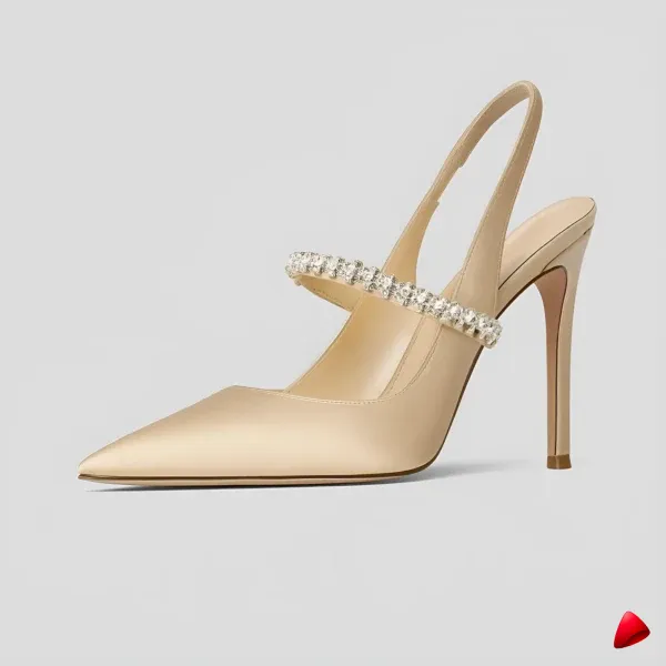 Escarpin Travesti Slingback Strass Bandeau Pointu Grande Pointure — image principale