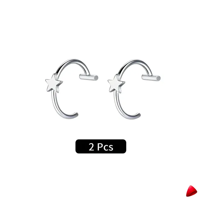 Faux Piercing Levre Travesti Lot 2pcs Sans Percage Acier - galerie