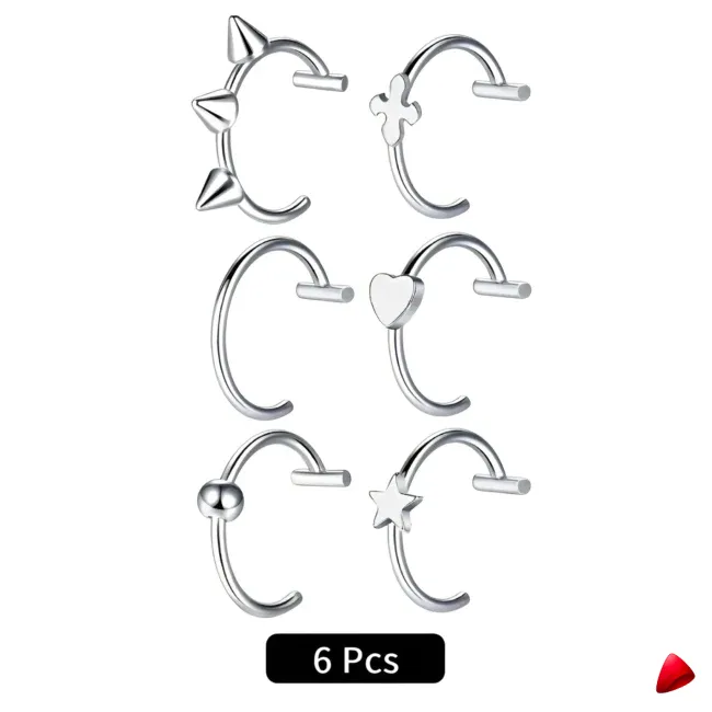 Faux Piercing Levre Travesti Lot 2pcs Sans Percage Acier - galerie