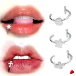 Faux Piercing Levre Travesti Lot 2pcs Sans Percage Acier - galerie