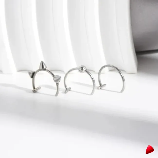 Faux Piercing Levre Travesti Lot 2pcs Sans Percage Acier - galerie