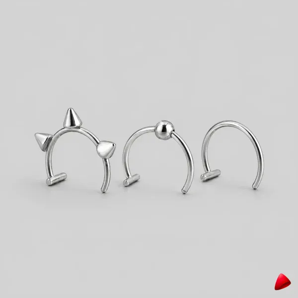 Faux Piercing Levre Travesti Lot 2pcs Sans Percage Acier - image principale