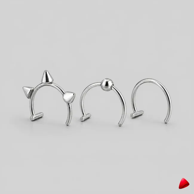 Faux Piercing Levre Travesti Lot 2pcs Sans Percage Acier - image principale