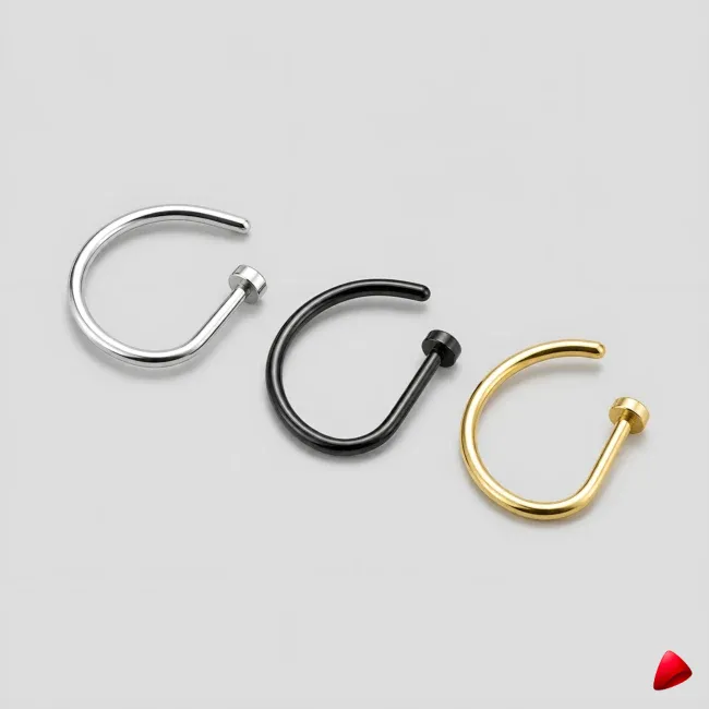 Faux Piercing Nez Travesti Anneau Clip Acier Sans Percage - image principale