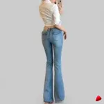 Jean Évasé Travesti V-Waist Taille Basse Bleu Clair — image principale
