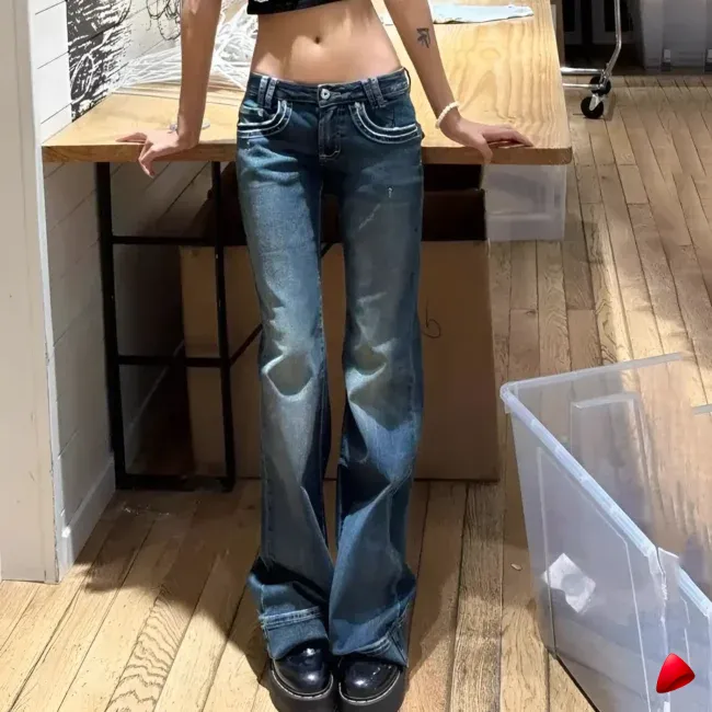 Jean Travesti Wide Leg Y2K Vintage Évasé Low-Waist — galerie