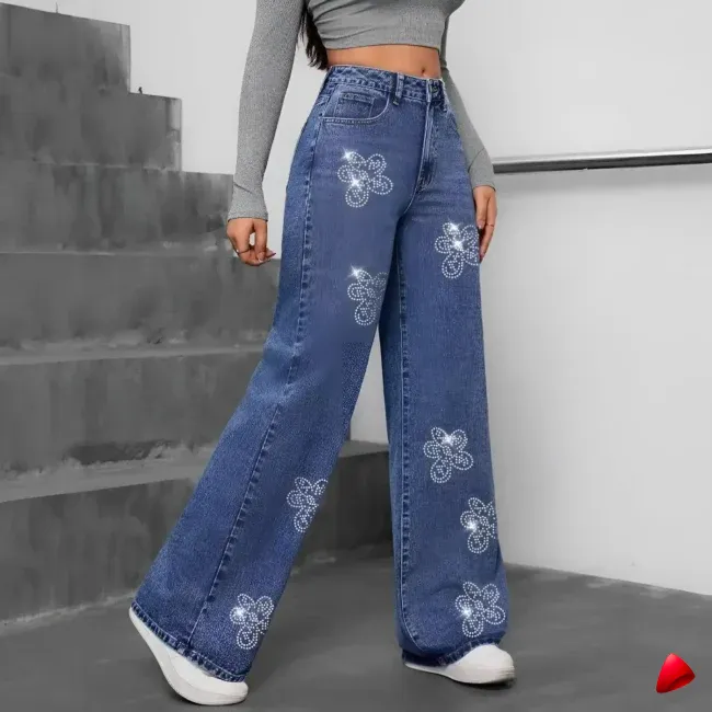 Jegging Travesti Faux Jean Imprimé Fleurs — galerie