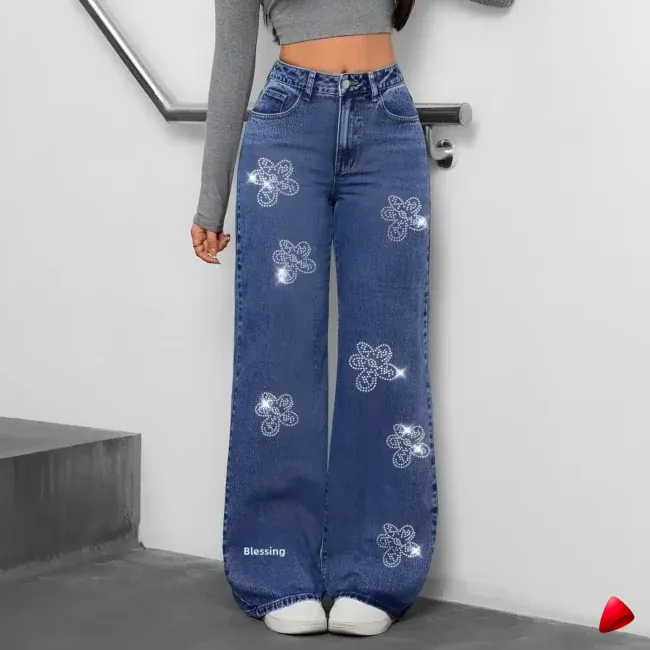 Jegging Travesti Faux Jean Imprimé Fleurs — galerie