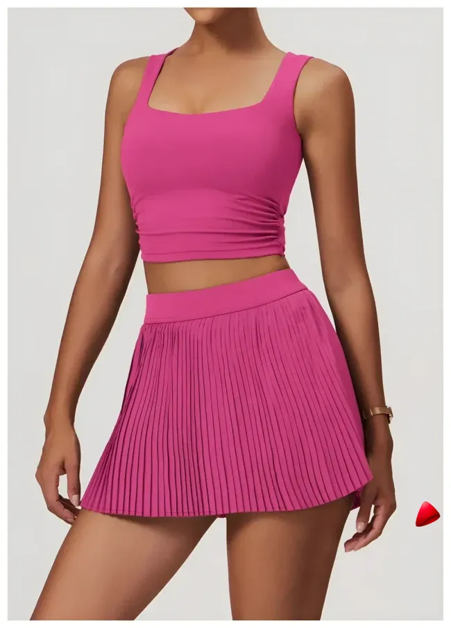 Jupe Sport Travesti Tennis Plissée 2 Pièces Short Intégré — galerie