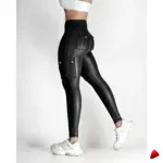 Legging Cargo Travesti Faux Cuir Poches Taille Haute — galerie