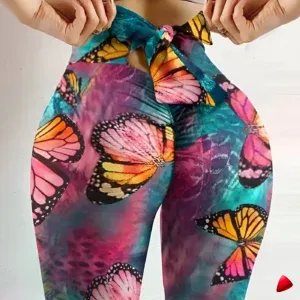 Legging Travesti Imprimé Papillon Nœud Yoga Push-Up — galerie