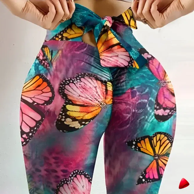 Legging Travesti Imprimé Papillon Nœud Yoga Push-Up — galerie