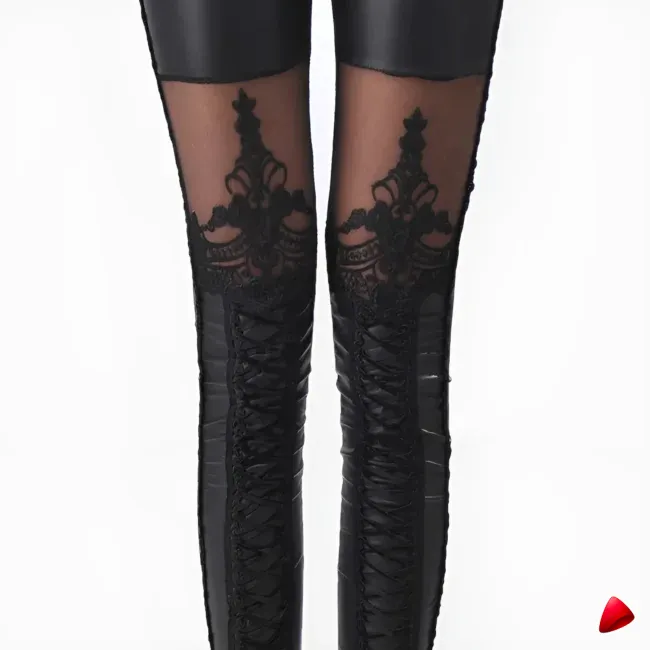 Legging Similicuir Travesti Dentelle Gothique — galerie