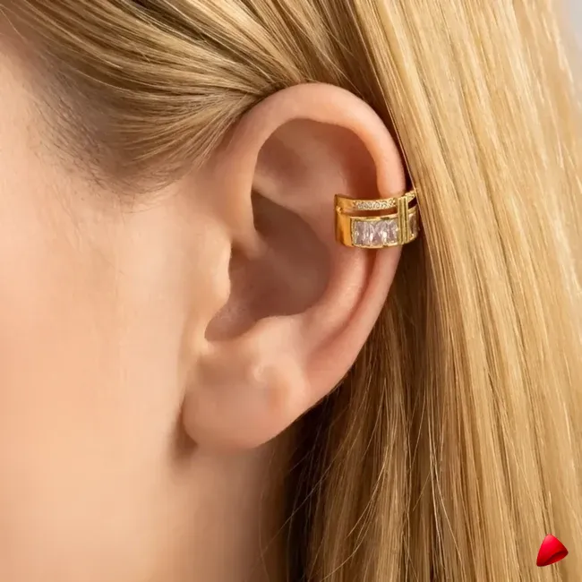 Manchette Oreille Travesti Large Pave Zircon Or Premium - galerie