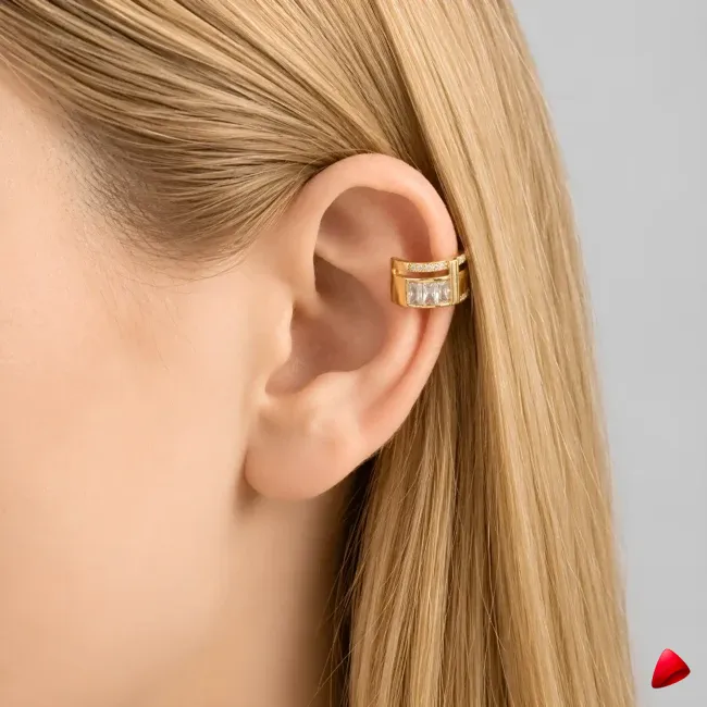Manchette Oreille Travesti Large Pave Zircon Or Premium - image principale