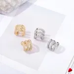 Manchette Oreille Travesti Triple Clip Pave Zircon Or - galerie