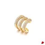 Manchette Oreille Travesti Triple Clip Pave Zircon Or - galerie