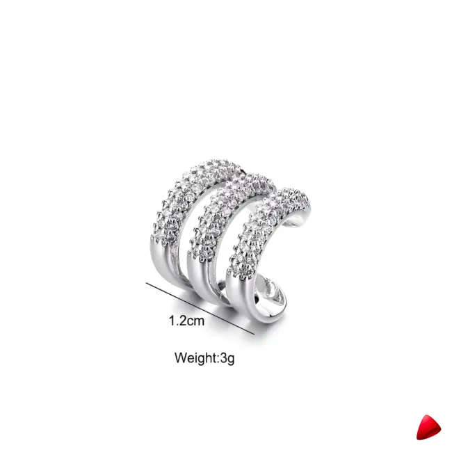 Manchette Oreille Travesti Triple Clip Pave Zircon Or - galerie