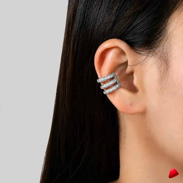 Manchette Oreille Travesti Triple Clip Pave Zircon Or - image principale