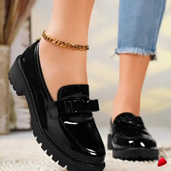 Mocassin Travesti Loafer Plateforme Boucle Cuir Verni Bordeaux — galerie