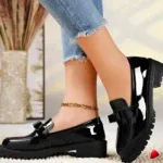 Mocassin Travesti Loafer Plateforme Boucle Cuir Verni Bordeaux — galerie