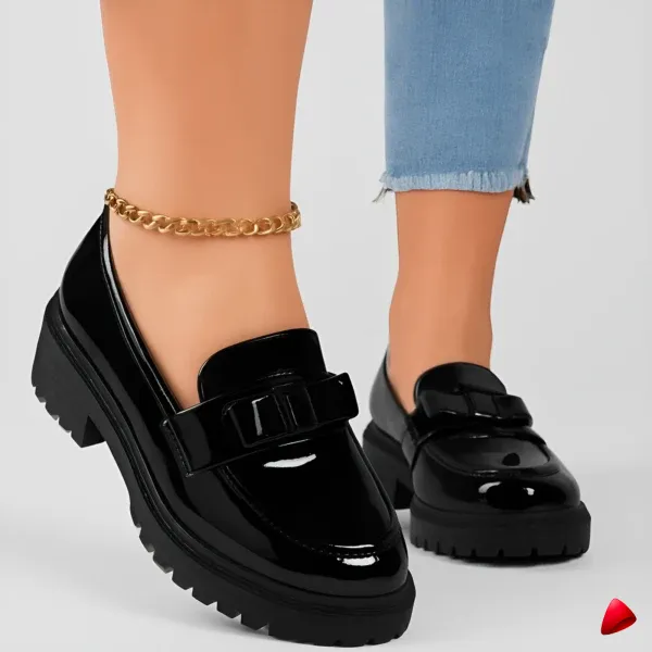 Mocassin Travesti Loafer Plateforme Boucle Cuir Verni Bordeaux — image principale
