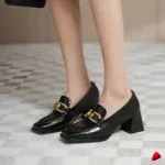 Mocassin Travesti Mary Jane Talon Bloc Plateforme Cuir Verni — galerie