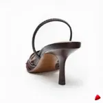 Mule Travesti Slingback Maille Brodee Kitten Heel Marron — galerie