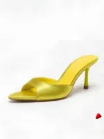 Mule Travesti Satin Slipper Bout Pointu Talon Aiguille Effile — galerie
