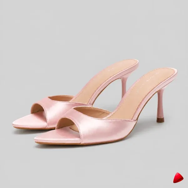 Mule Travesti Satin Slipper Bout Pointu Talon Aiguille Effile — image principale