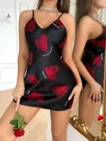Nuisette Travesti Satin Lèvres V-Neck Slip Mini — galerie