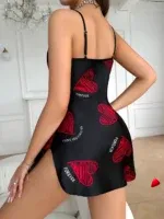 Nuisette Travesti Satin Lèvres V-Neck Slip Mini — galerie