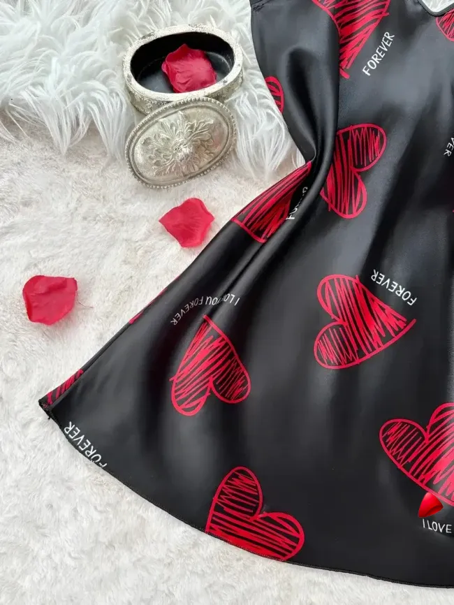 Nuisette Travesti Satin Lèvres V-Neck Slip Mini — galerie