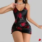 Nuisette Travesti Satin Lèvres V-Neck Slip Mini — image principale