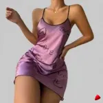 Nuisette Travesti Satin Coeurs Dos Nu Spaghetti - photo principale travesti & crossdresser