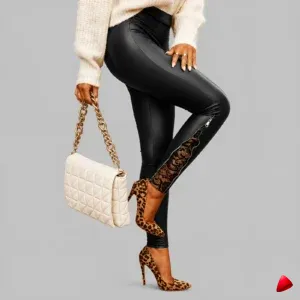 Pantalon Simili Cuir Travesti Dentelle Taille Haute — image principale