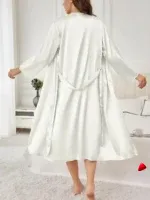 Peignoir Travesti Satin Long Ceinturé Silk Touch — galerie
