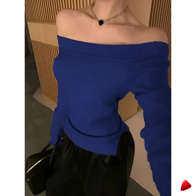 Pull Off-Épaule Travesti Élégant Bottoming Shirt — galerie