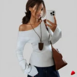 Pull Off-Épaule Travesti Élégant Bottoming Shirt — image principale