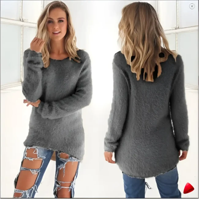 Pull V Travesti Loose Chaud Maille Fine — galerie